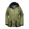 Amber jacket green/blue front hood on and down zip open