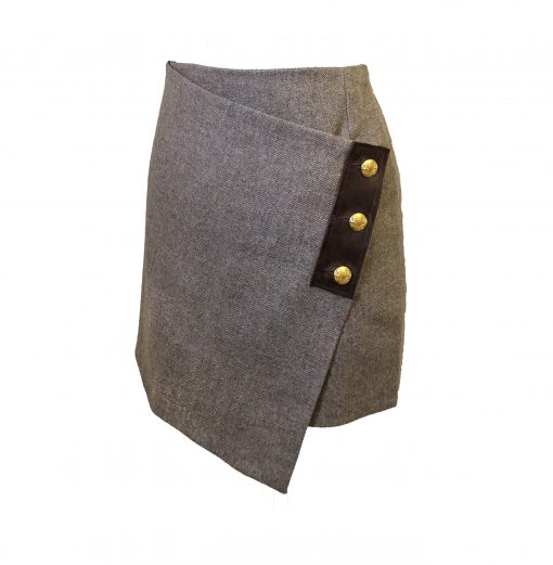 Our Lola skirt in taupe/tan colour option. Product shot - front