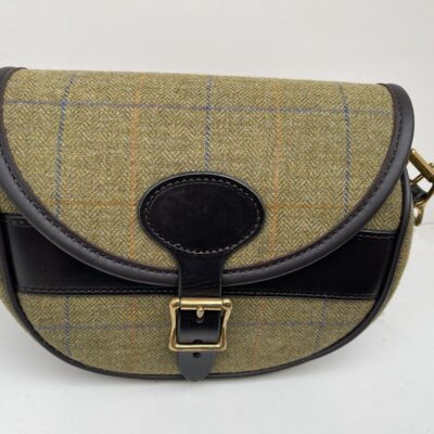 Leather Cartridge Bag with Tweed Lid & Front Panel