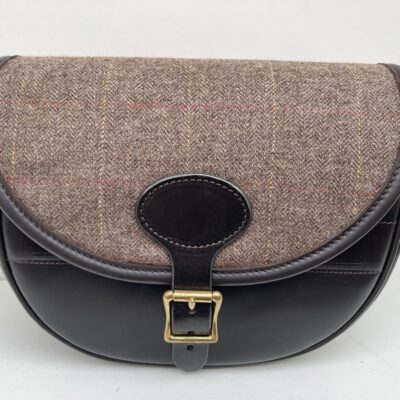 Leather Cartridge Bag with Tweed Lid