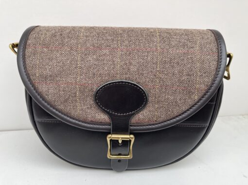 Leather Cartridge Bag with Tweed Lid