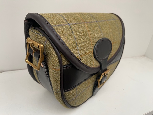 Leather Cartridge Bag with Tweed Lid & Front Panel - Image 3