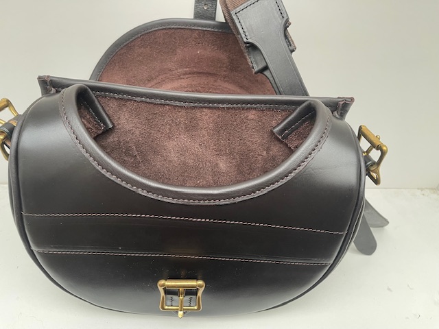 Leather Cartridge Bag with Tweed Lid - Image 5